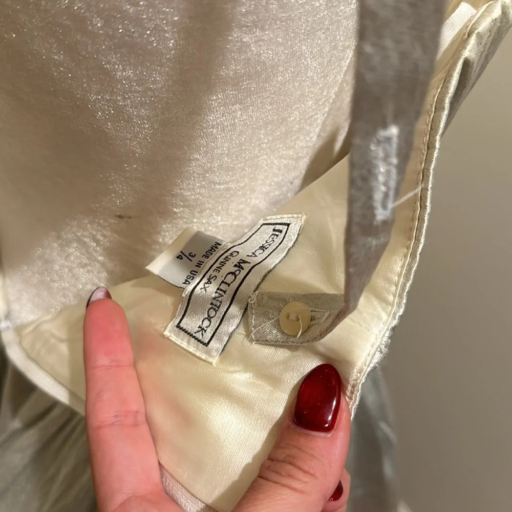 Gunne Sax x Jessica McClintock satin corset ball gown bustle back size 3/4 - Picture 11 of 15